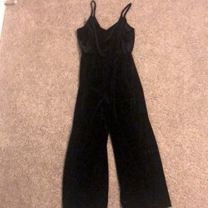 Wild Fables Black Velvet romper, ankle length, V- Neck and spaghetti strap